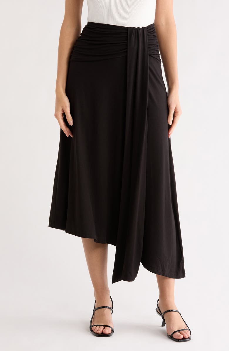 Renee C Draped Asymmetric Midi Skirt, Main, color, Black