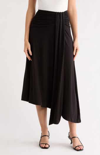Renee C Draped Asymmetric Midi Skirt
