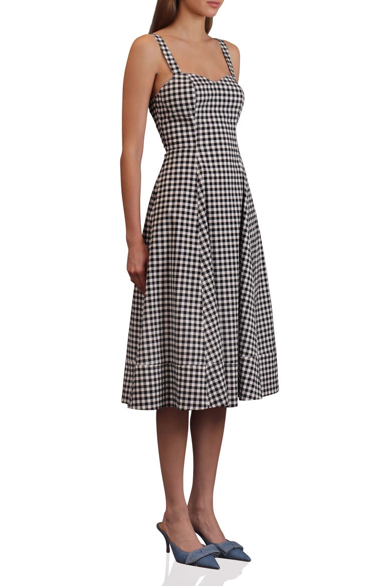 Fit and Flare Sweetheart Dress, Alternate, color, BLACK/WHITE GINGHAM