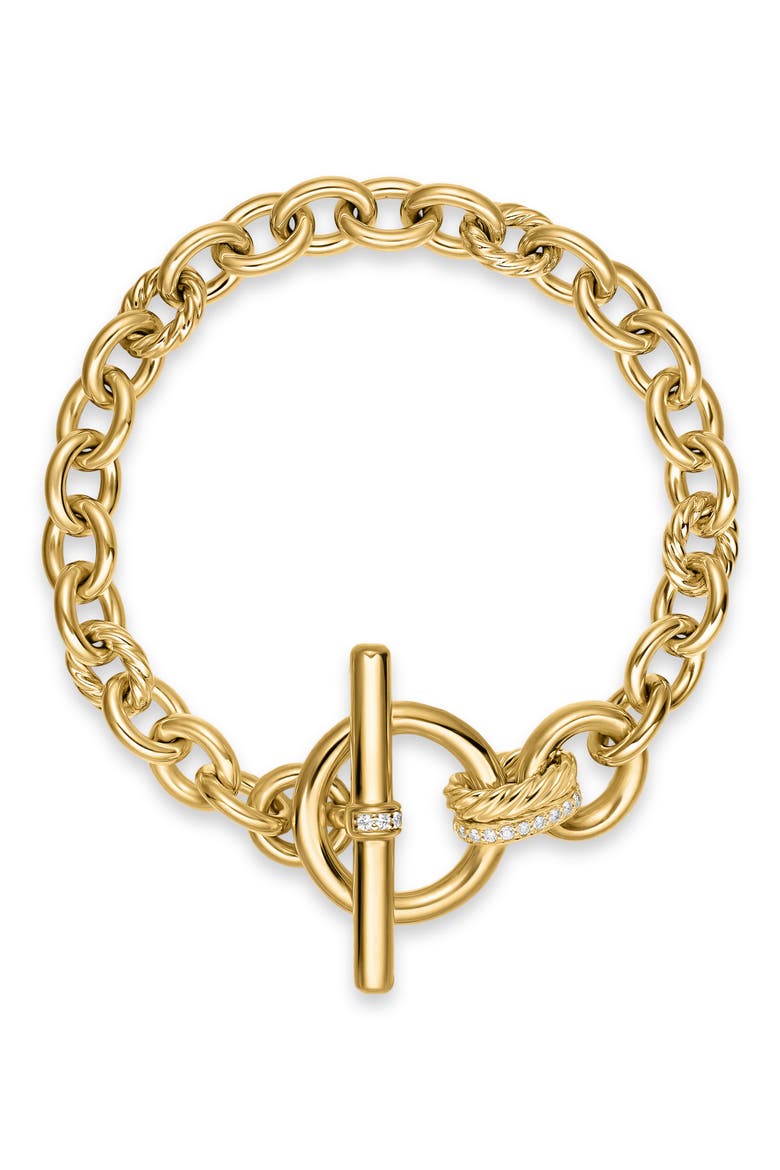 DY Mercer® Toggle Chain Bracelet in 18K Yellow Gold with Diamonds, 12.7mm, Alternate, color, DIAMOND