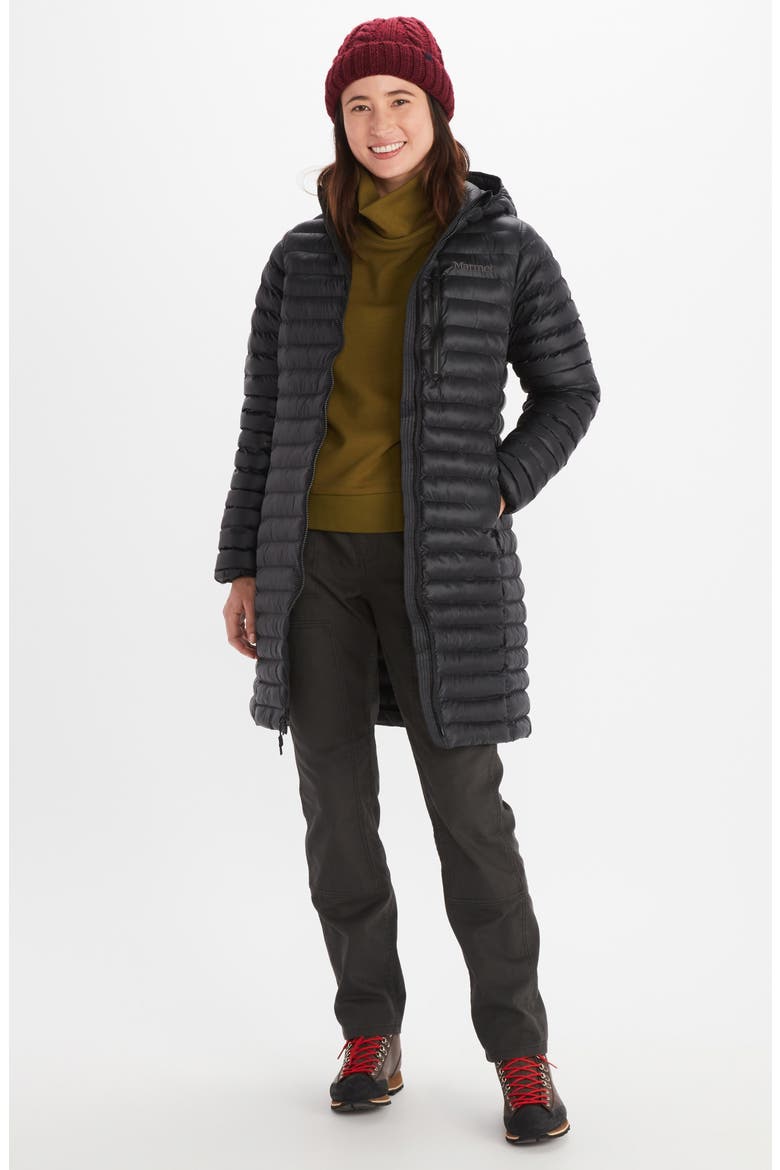 Echo Featherless Hooded Coat, Alternate, color, BLACK SHINY