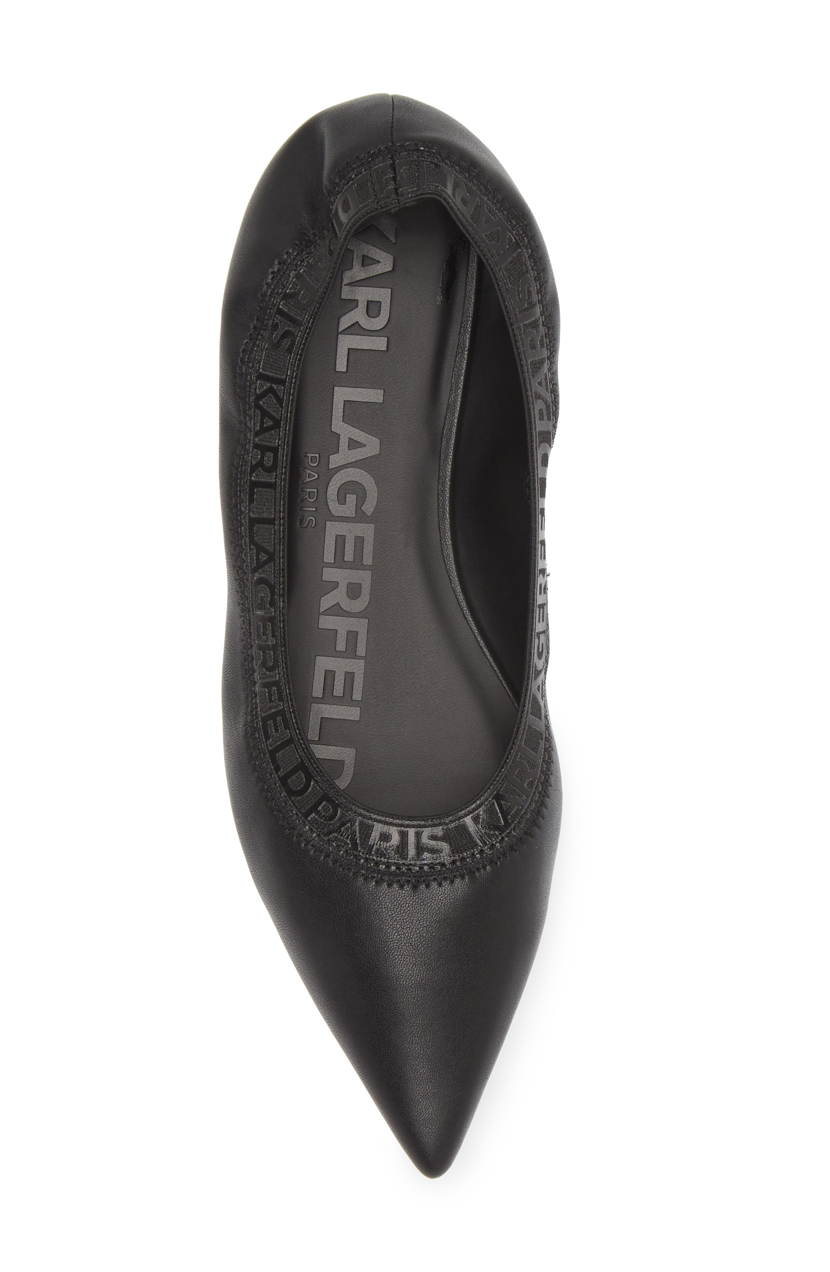KARL LAGERFELD PARIS Vinette Pointed Toe Flat, Alternate, color, Black