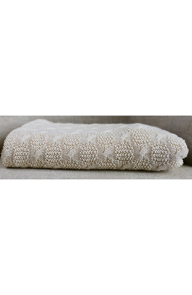 YA YA AND CO Emma Cotton Throw - Ecru, Main, color, 