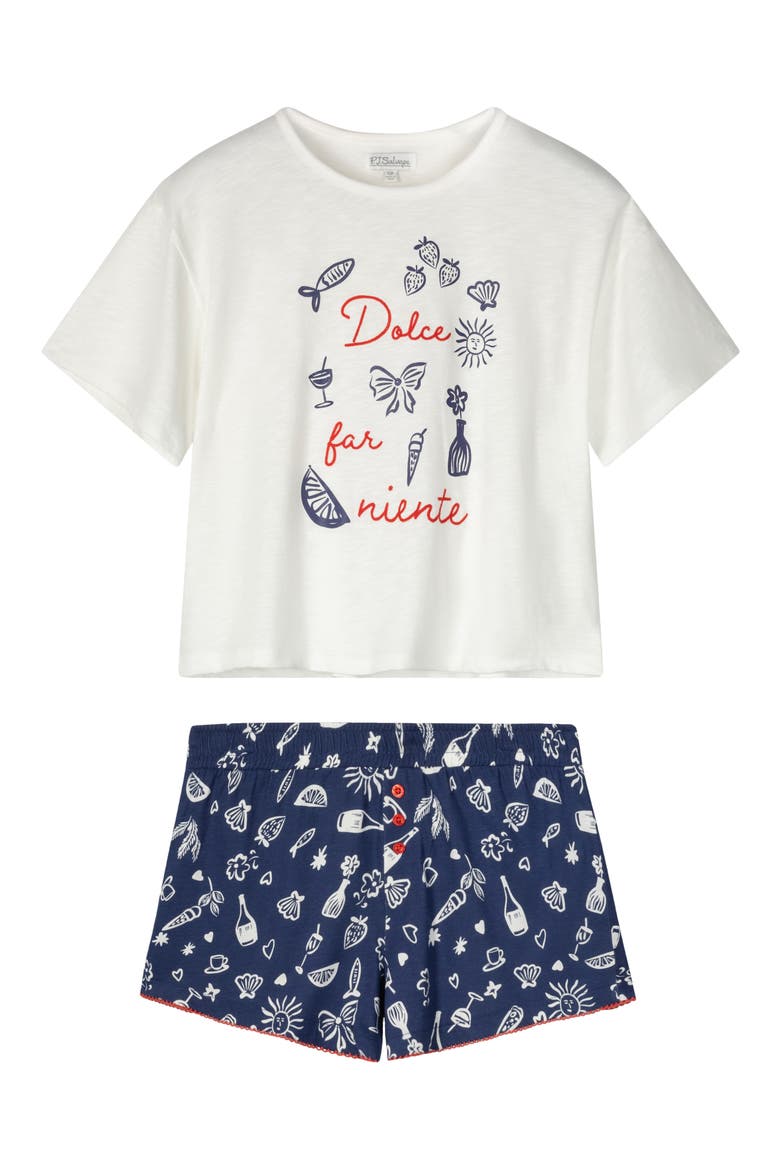 Playful Print Cotton & Modal Short Pajamas, Alternate, color, DARK NAVY