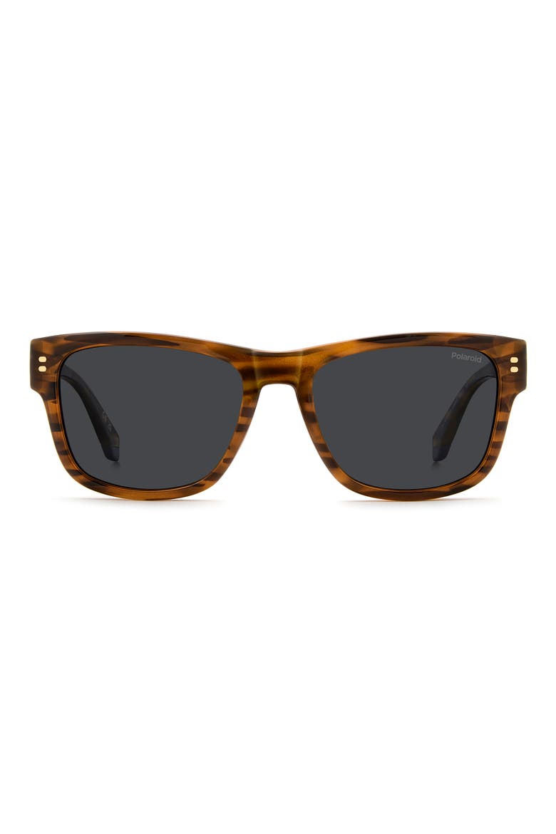 55mm Polarized Square Sunglasses, Alternate, color, HAVANA ORANGE/ GREY PZ