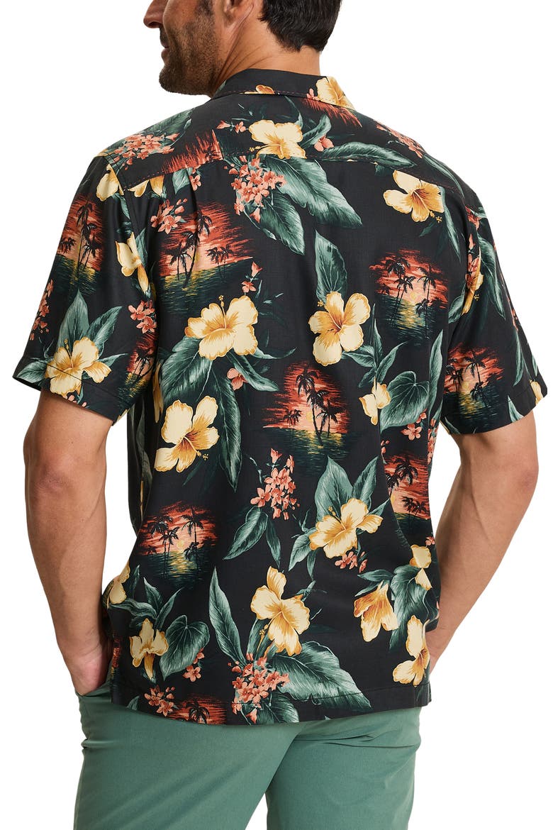 Kua Sunset Silk Camp Shirt, Alternate, color, DEEP BLOOM