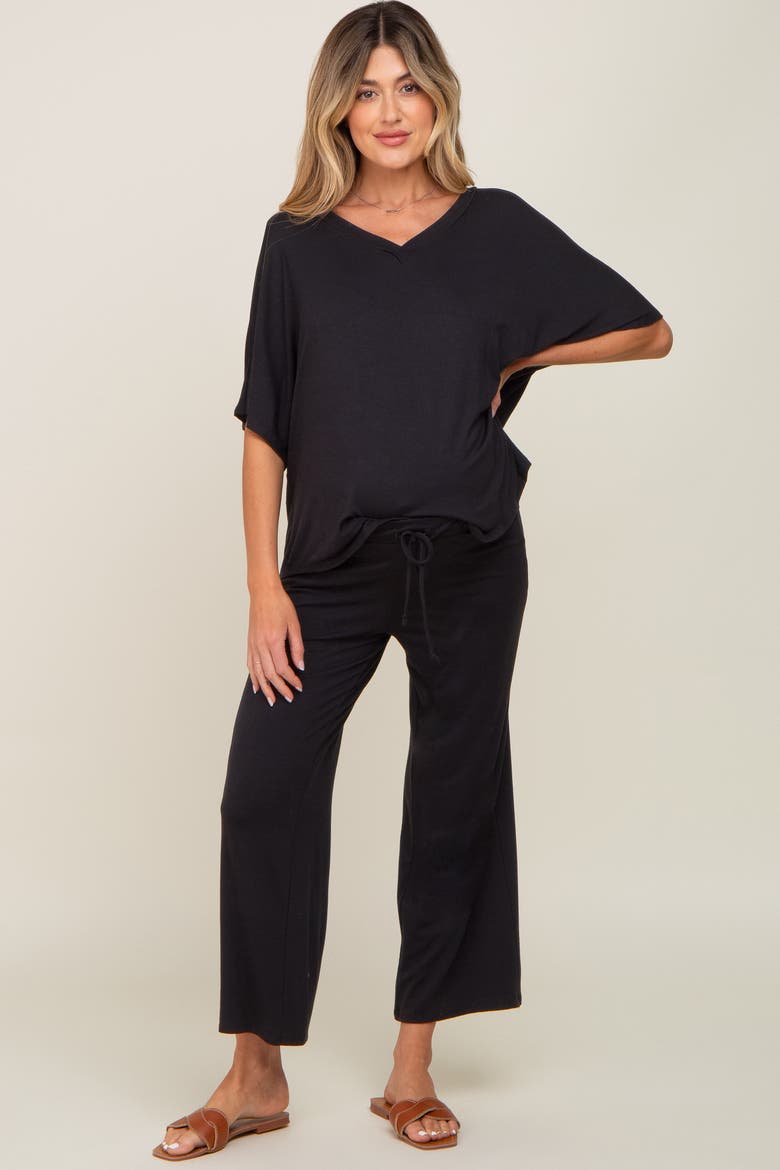 Cropped Pant Maternity Set, Alternate, color, Black