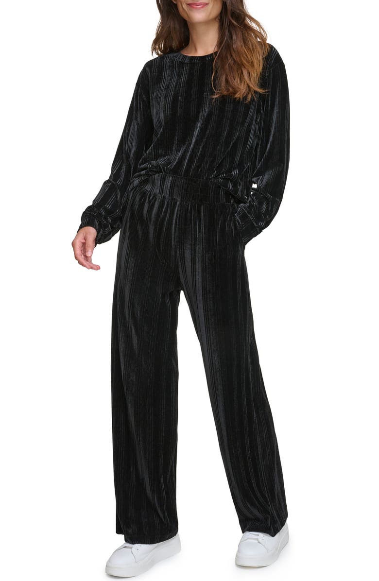 Andrew Marc Sport Ribbed Velvet Pull-On Pants, Alternate, color, 