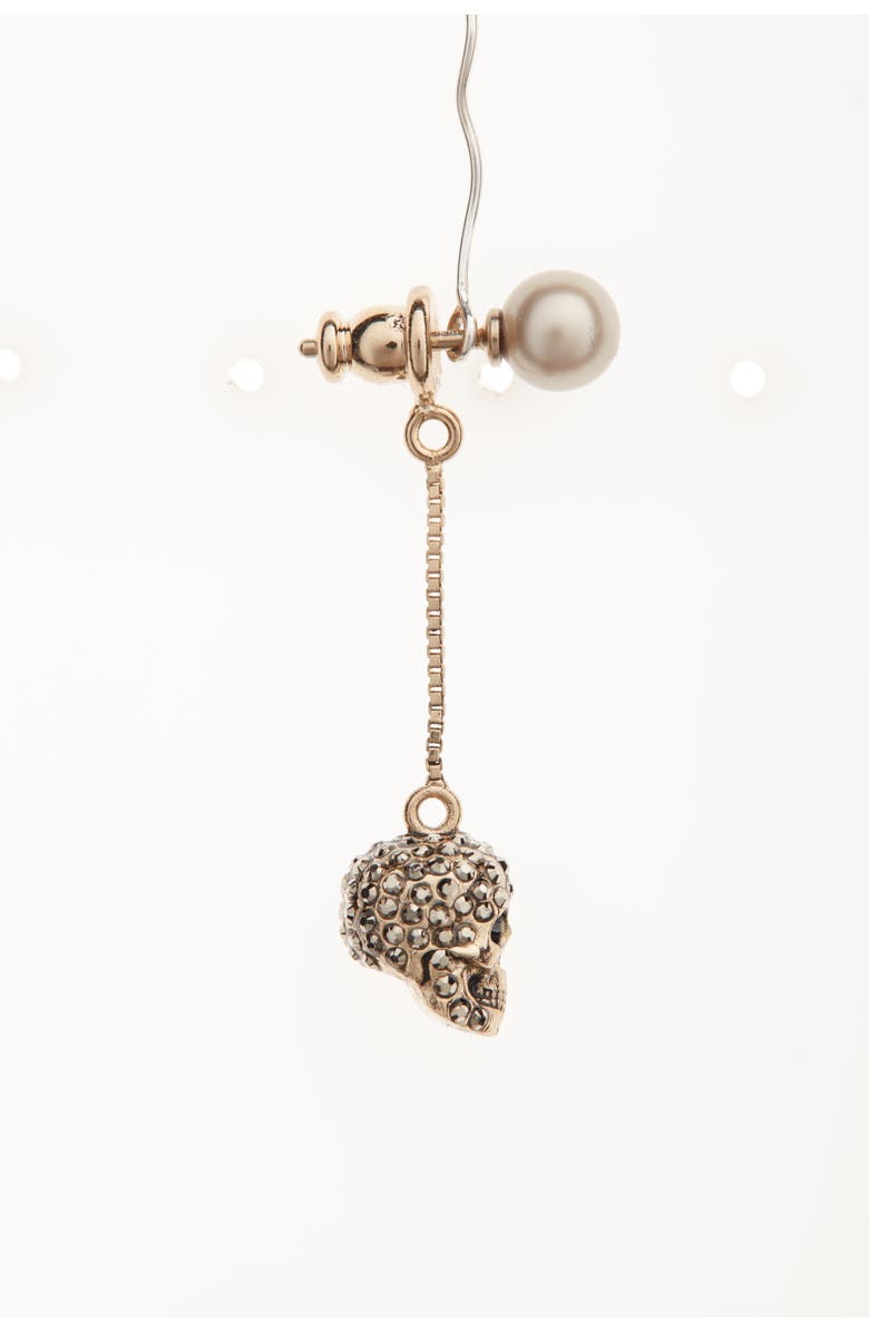 McQueen Alexander McQueen Pavé Skull Drop Earrings, Alternate, color,