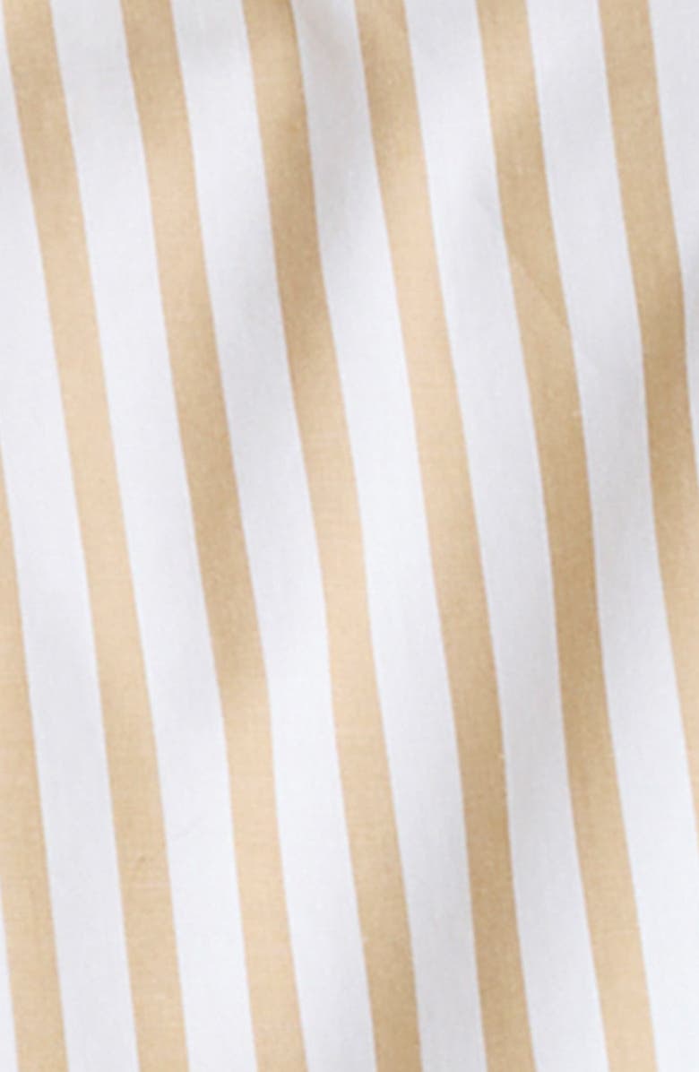 Kenneth Cole Oversize Stripe Cap Sleeve Cotton Button-Down Shirt, Alternate, color, Pure White/ Chai