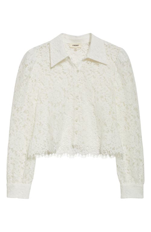 L Agence Miai Lace Button Down Blouse In Vintage White In White