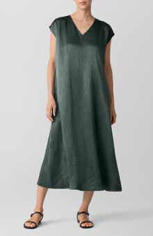 Eileen Fisher Crinkled Satin Dress