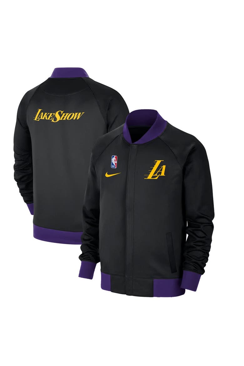 Men's Nike Black Los Angeles Lakers 2024/25 City Edition Authentic Showtime Performance Full-Zip Jacket, Main, color, Black