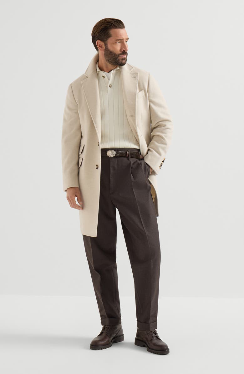 Brunello Cucinelli Cashmere ribbed knit polo, Alternate, color, Panama