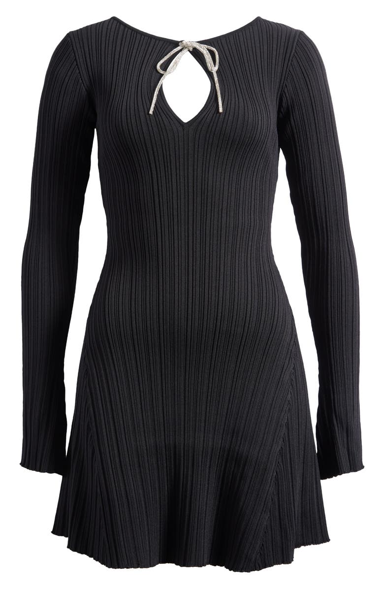 WAYF Small Talk Embellished Bow Long Sleeve Minidress, Alternate, color, 