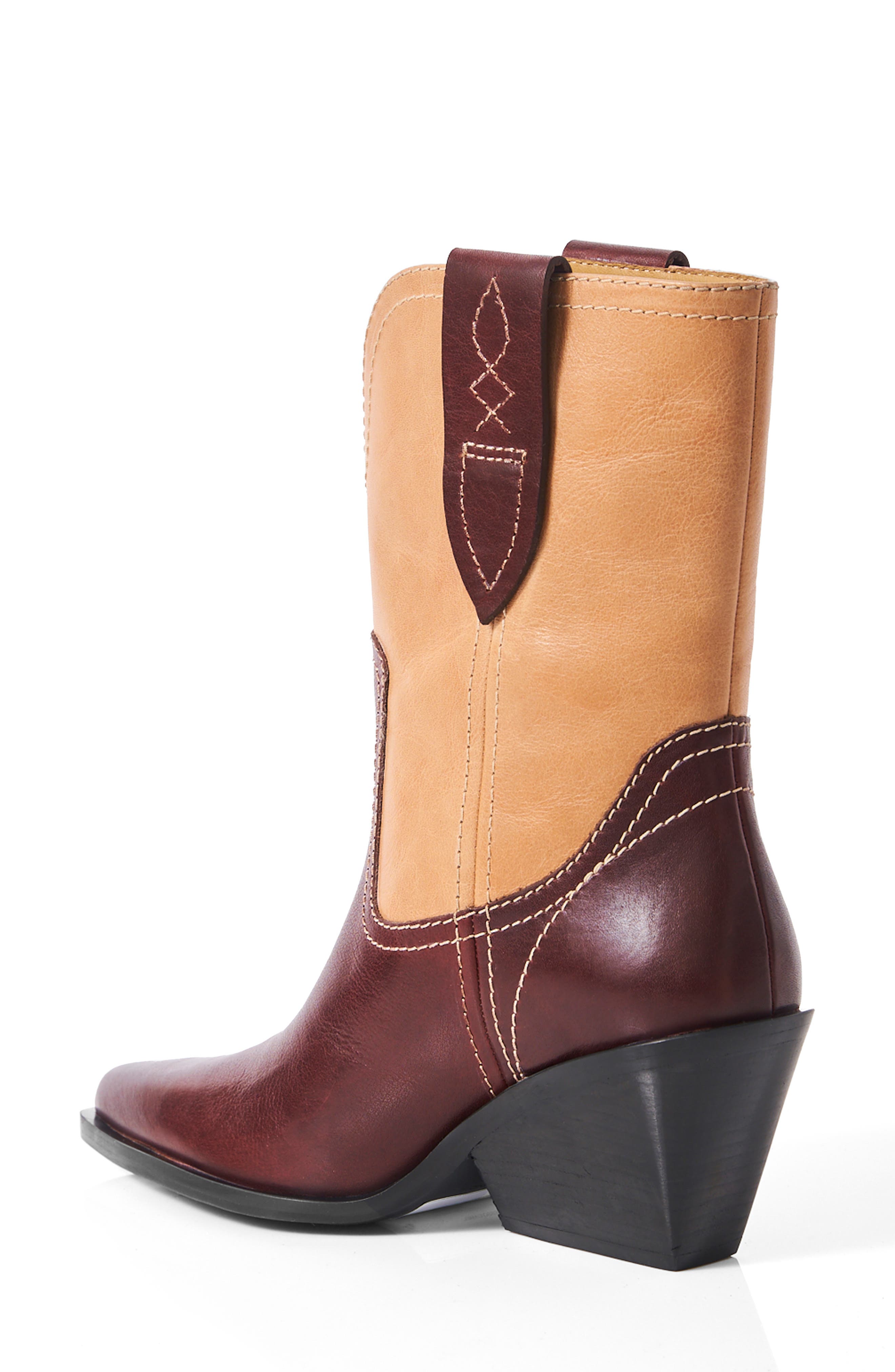 Free People Pitchfork Western Boot, Alternate, color, Espresso/ Camel