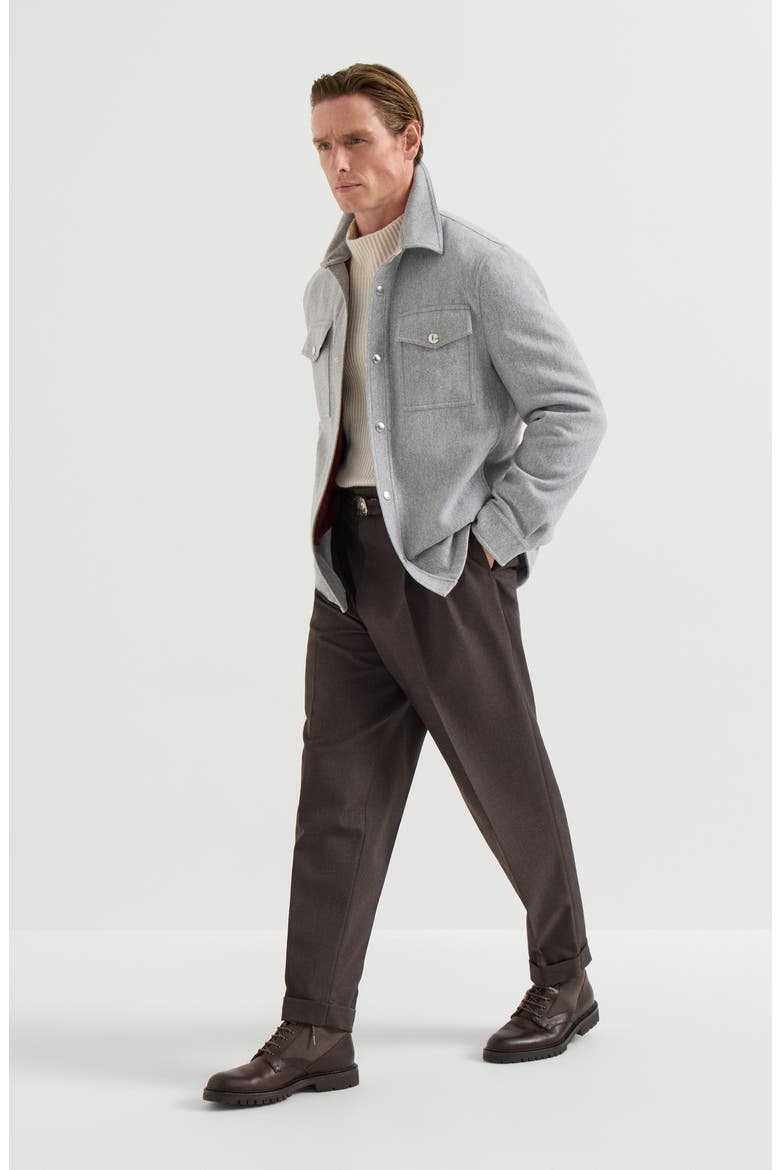 Lightweight water-resistant cashmere shirt-style outerwear jacket, Alternate, color, Pearl Grey
