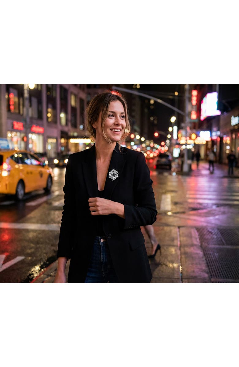 BLING JEWELRY Rhodium Plated Large Statement Vintage Style Pin, Alternate, color, Black