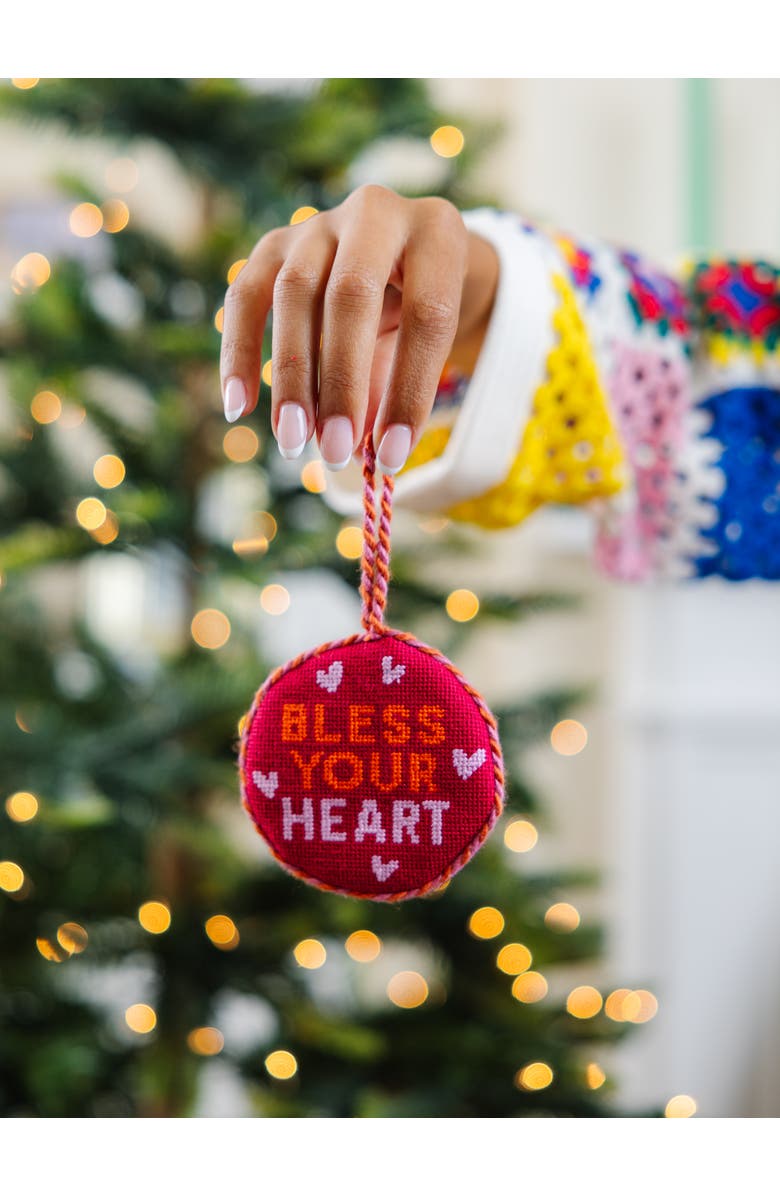 Furbish Needlepoint Ornament - Bless your Heart, Alternate, color,