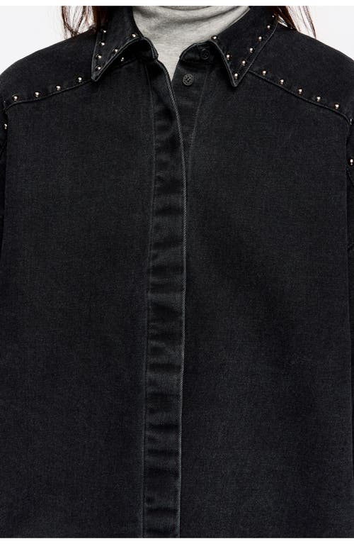 Bimba Y Lola Studded Denim Shirt In Black