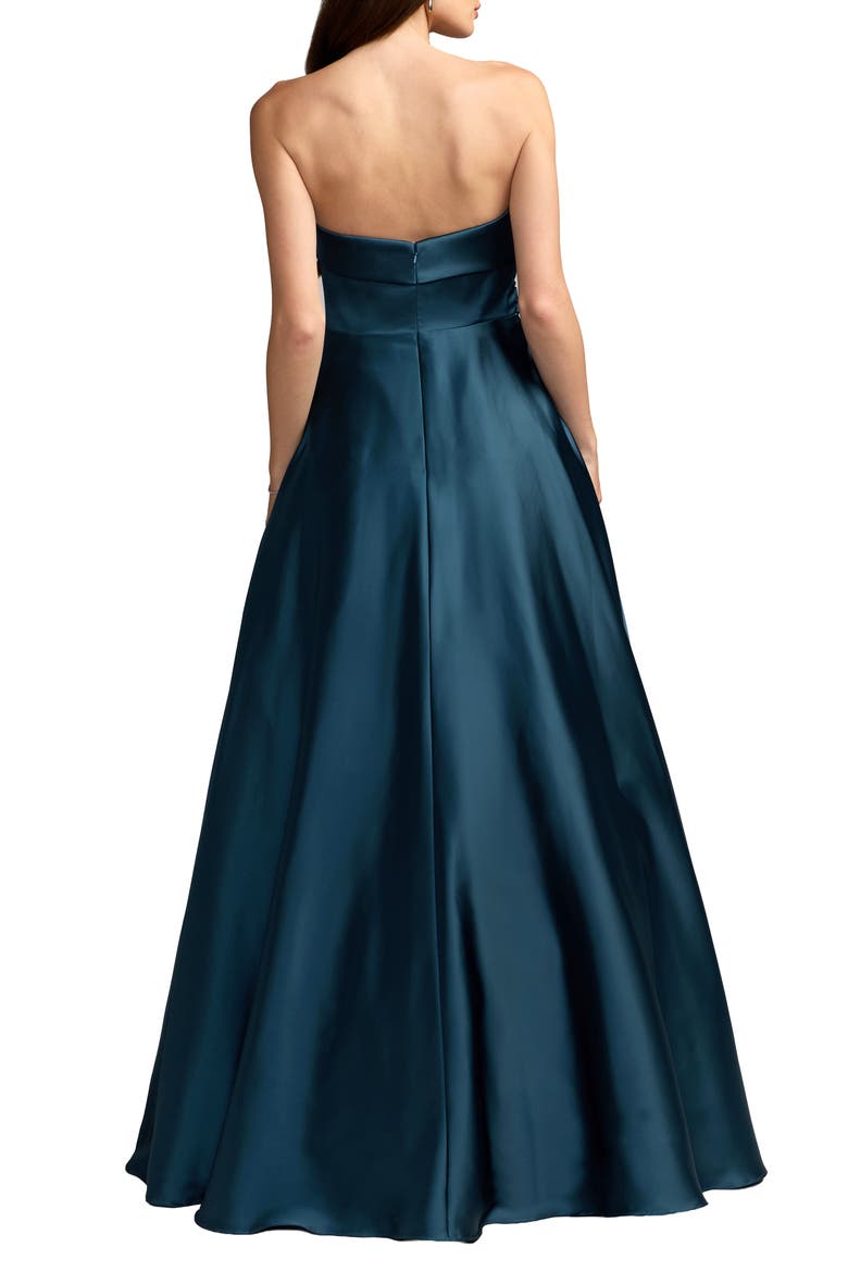 Satin Strapless Ballgown With Pockets, Alternate, color, Navy