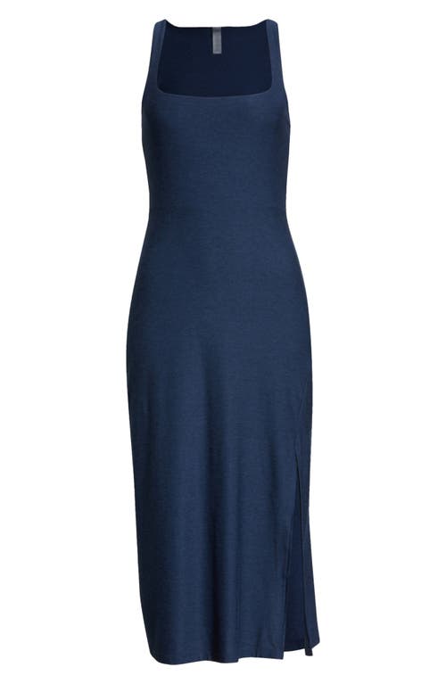 Shop Beyond Yoga Featherweight Getaway Split Hem Midi Dress In Nocturnal Navy