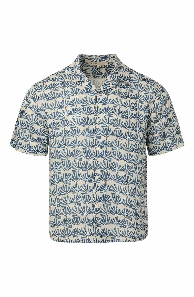 Onia Air Linen Vacation Shirt, Alternate, color, Dark Blue Multi
