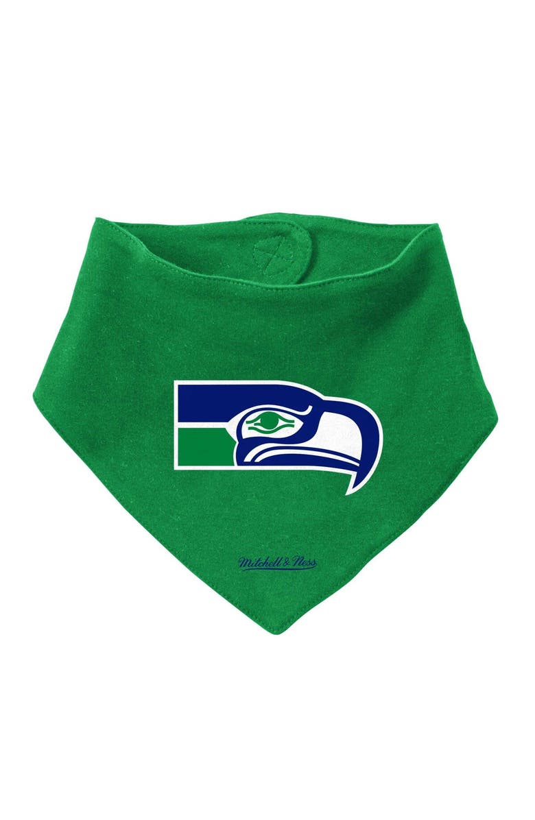 Mitchell & Ness Newborn & Infant Mitchell & Ness Green/Royal Seattle Seahawks Throwback Big Score Bodysuit, Bib & Bootie Set, Alternate, color, Green