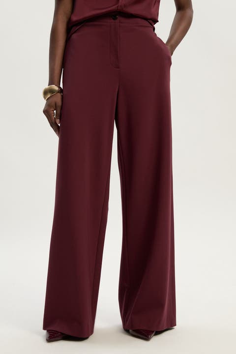 Ponte PU Wide Leg Pants