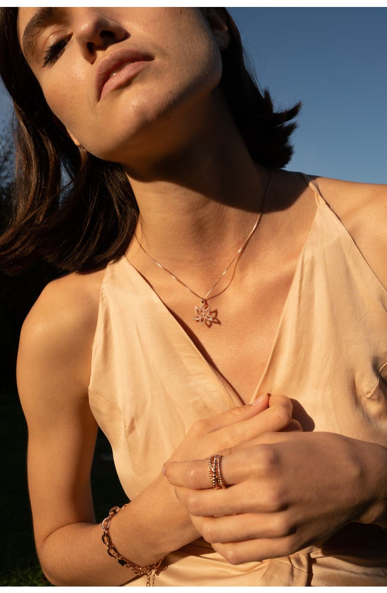 Seven Saints Illuminate Lotus Necklace, Alternate, color, Gold