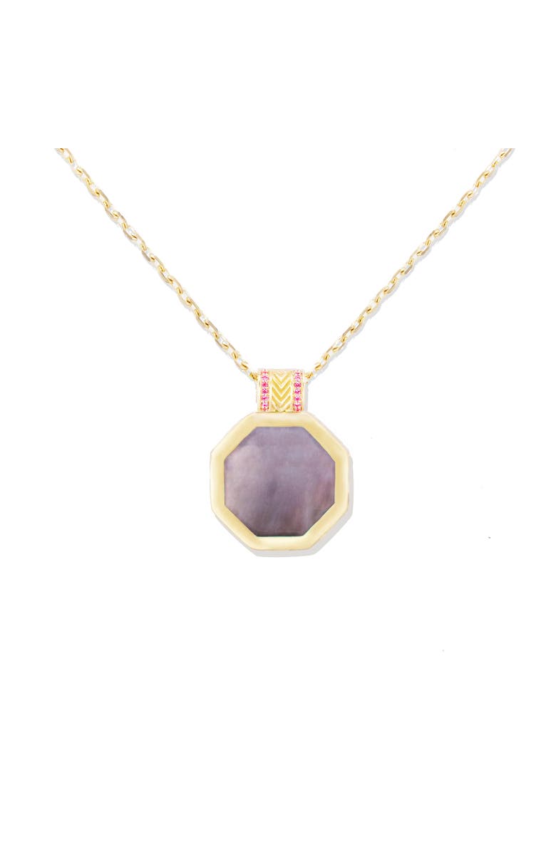Campbell + Charlotte Spark Octagon Pendant Necklace, Alternate, color, Blk Mother Of Pearl & Pnk Saph