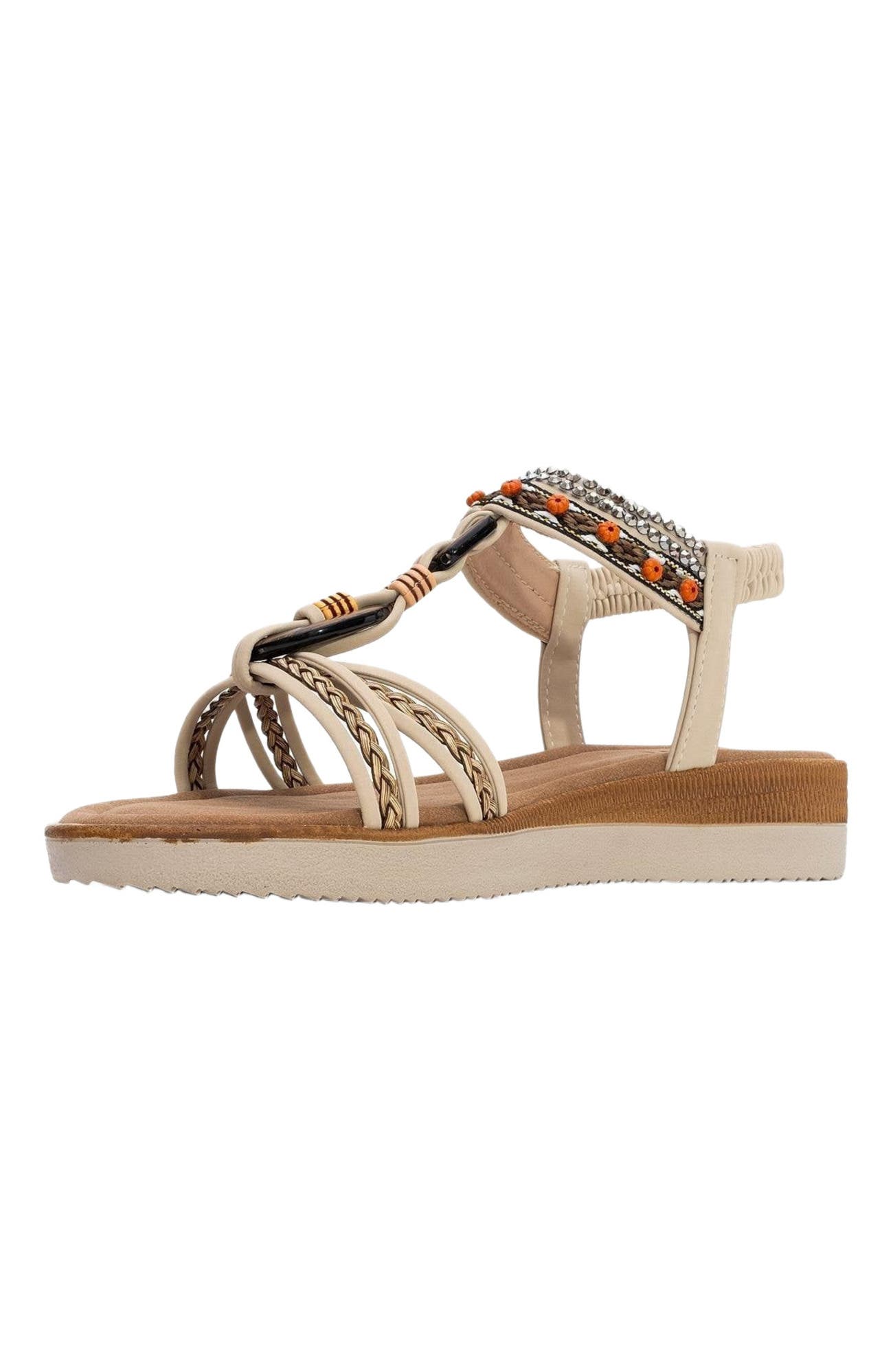 Prologue Shoes CHER Braided Strap Sandal, Alternate, color, Beige Faux Leather