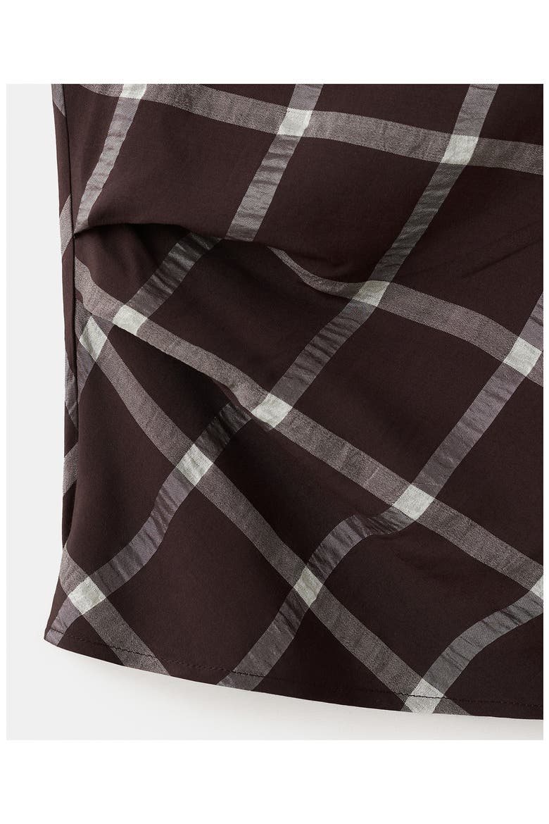 Check Cap Sleeve Top, Alternate, color, BURGUNDY