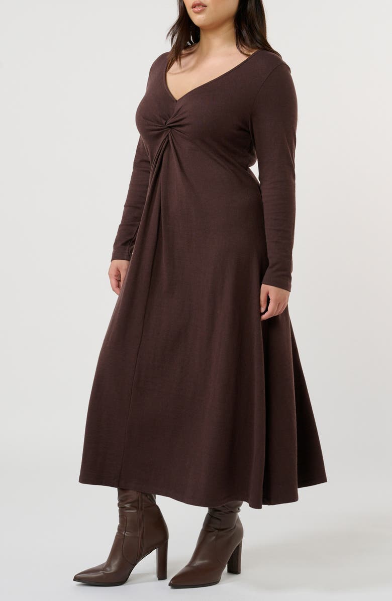 Estelle Equinox Long Sleeve A-Line Dress, Alternate, color, Cocoa