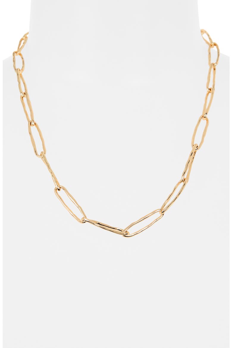 Paper Clip Chain Necklace, Alternate, color, GOLD