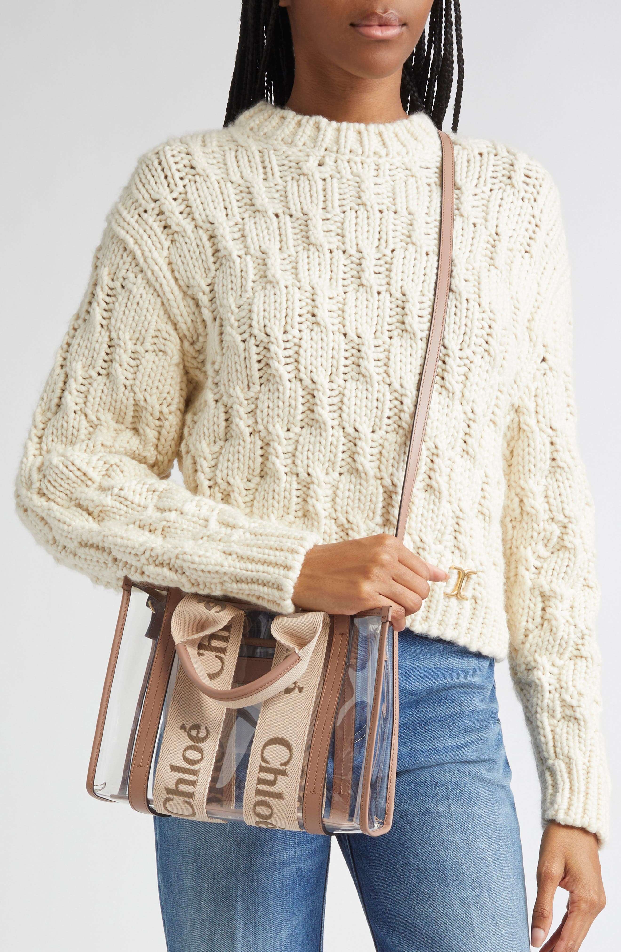 Chloé Small Woody Jelly & Leather Tote Bag, Alternate, color, 