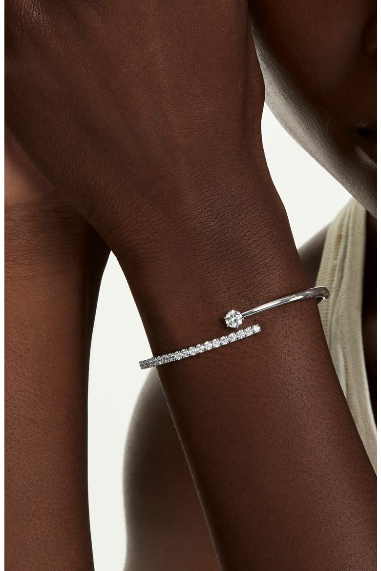 Matrix Cubic Zirconia Open Bangle Bracelet, Alternate, color, WHI/ RHS