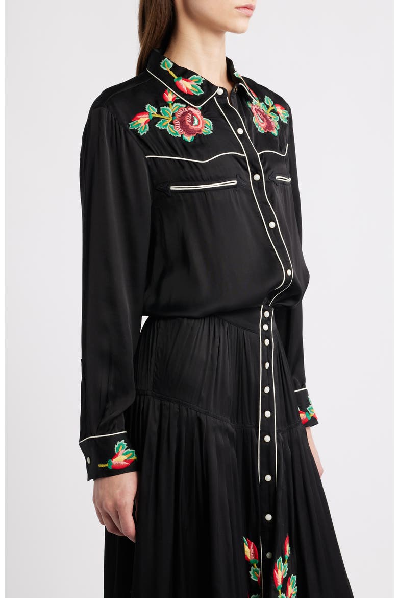 Heirloom Rose Snap-Up Shirt, Alternate, color, BLACK