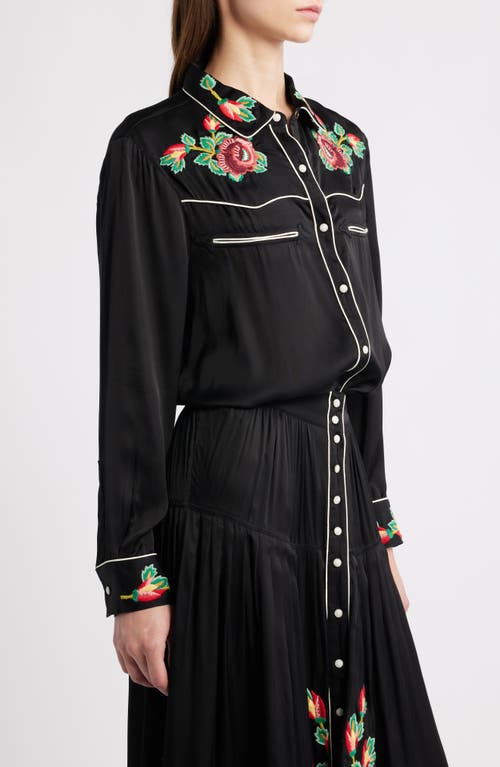 The Great . Heirloom Rose Snap-up Shirt In Black