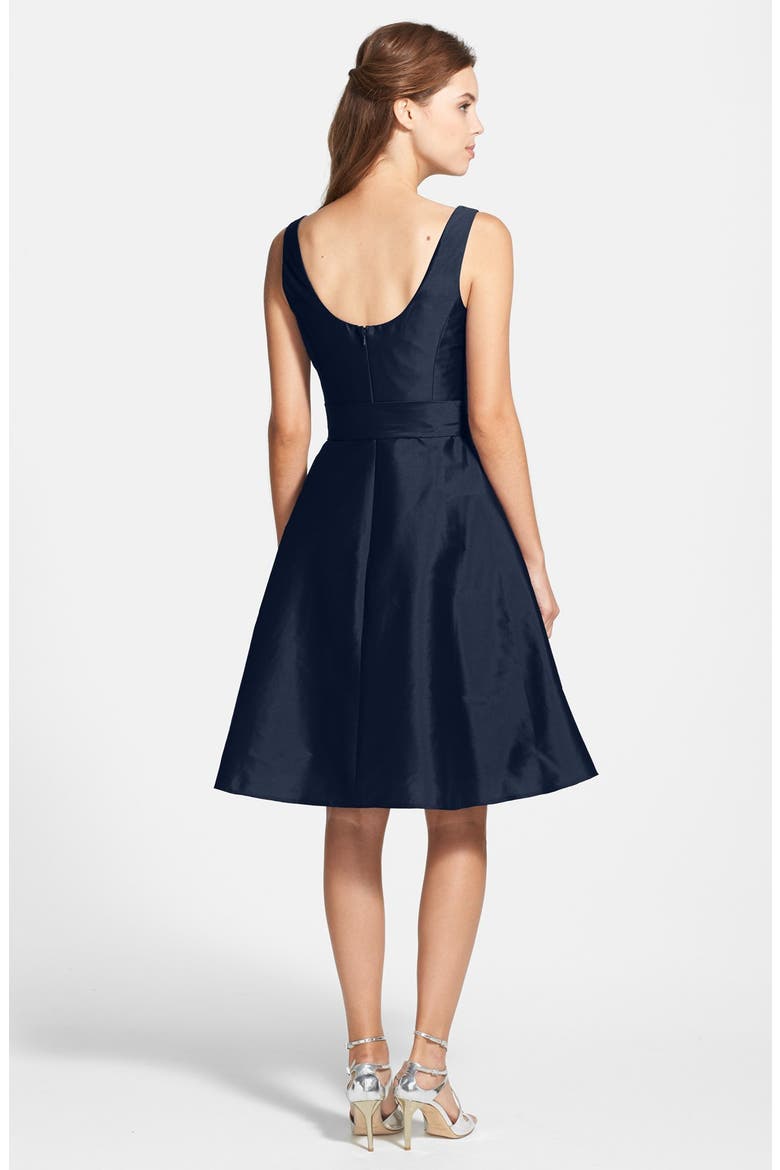 Peau de Soie Fit & Flare Dress, Alternate, color, MIDNIGHTDNU
