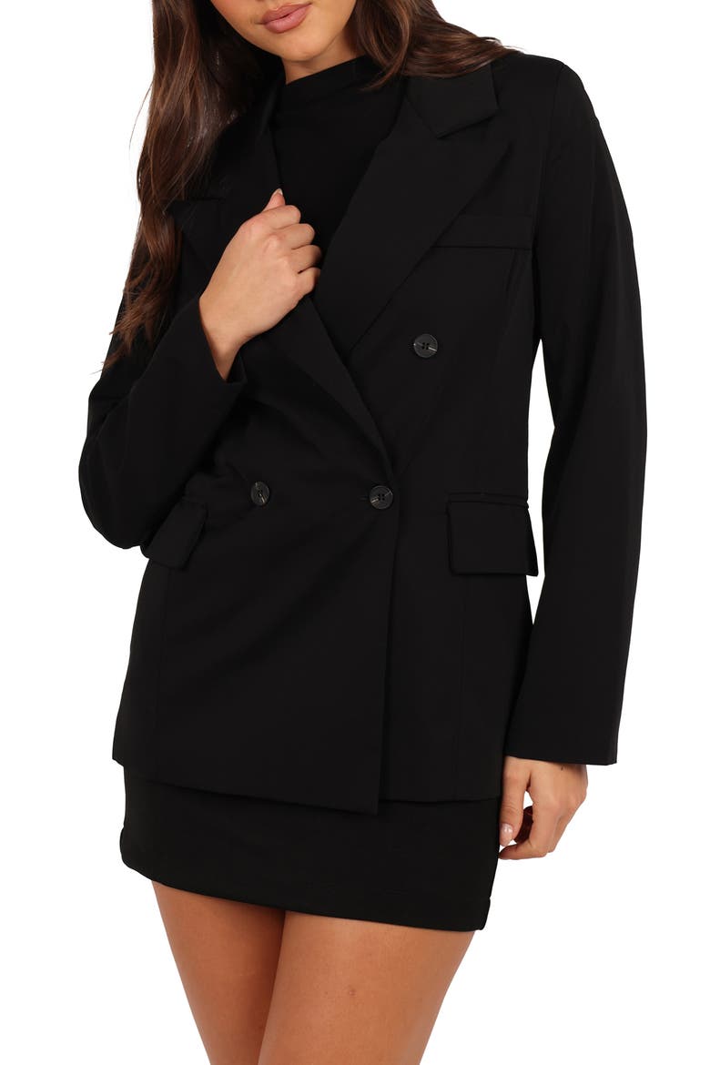 Juliette Check Double Breasted Blazer, Alternate, color, BLACK