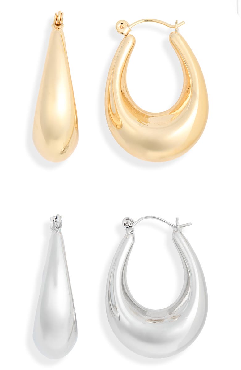 NATASHA 2-Pack Hoop Earrings, Main, color, Gold/ Silver