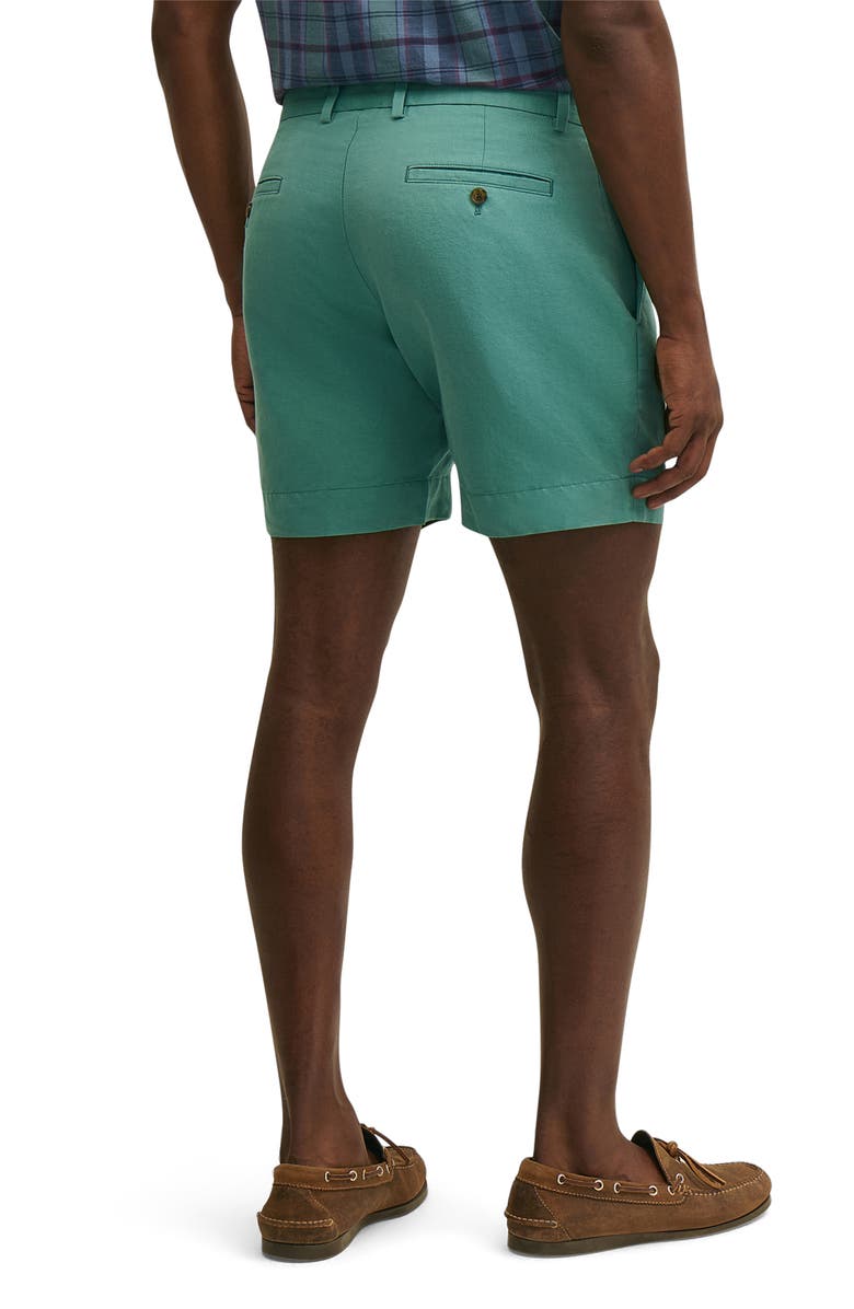 Brooks Brothers Flat Front Linen & Cotton Shorts, Alternate, color, Teal