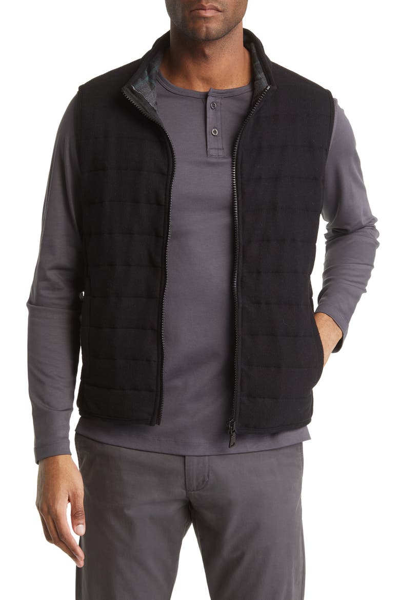 Jersey Fleece Puffer Vest, Main, color, BLACK