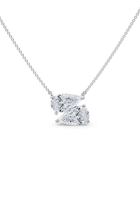 Lab Grown Diamond Twin Pear Cut Pendant Necklace