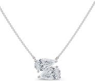 HauteCarat Lab Grown Diamond Twin Pear Cut Pendant Necklace