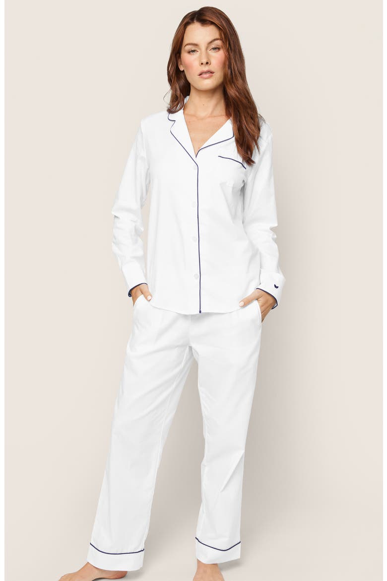 Classic Cotton Woven Twill Pajamas, Alternate, color, WHITE