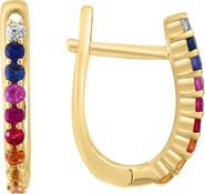 EFFY 14K Gold Plated Sterling Silver Rainbow Sapphire Hoop Earrings