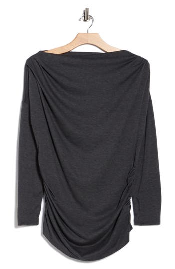 Renee C Off-the-shoulder Knit Top In Gray