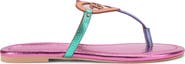 Kurt Geiger London Kurt Heart T-Bar Leather Flat Sandal